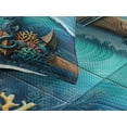 thumbnail image 3 of Ambesonne Nautical Quilted Coverlet 3 Pcs, Anchor Deep Ocean Life, King Size, Sea Blue Amber Teal, 3 of 4