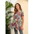 thumbnail image 5 of ENMAIN Dressy Tops for Womens Summer Casual Short Sleeve Tunics Tops Plus Size Shirts Grey Red L, 5 of 8