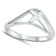 thumbnail image 4 of Wave Sideways Cross Christian Purity Ring .925 Sterling Silver Band Jewelry Female Male Size 5, 4 of 4