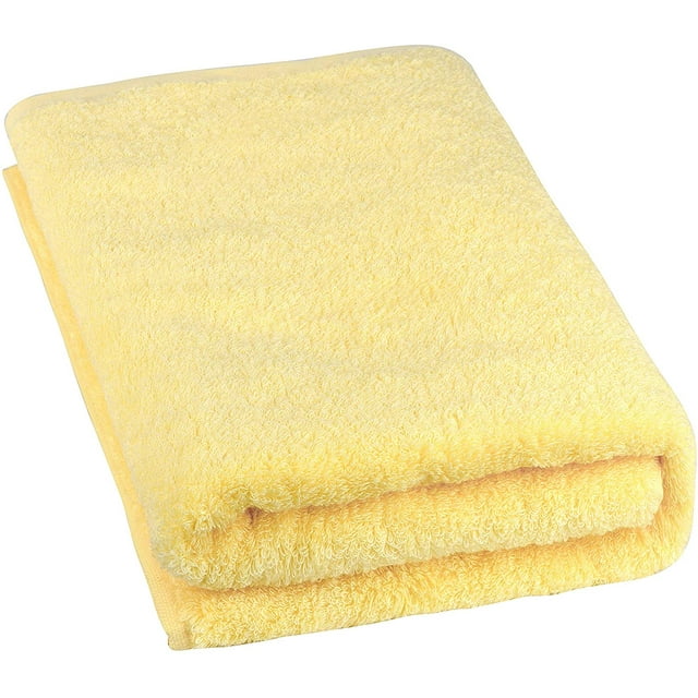 Toalla de baño individual amarilla, toalla de ducha de algodón de fibra larga, absorbente y suave, 55 x 27 pulgadas