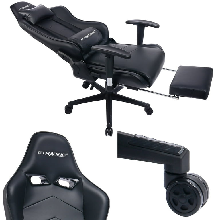 GTRACING Gaming Chair with Footrest Ergonomic Reclining Leather 