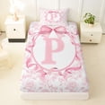 thumbnail image 3 of Feelyou Rose Letter P Twin Sheet Sets for Girls Kids, Kawaii Bowknot Bedding for Bedroom, Pink, 3pcs, 3 of 5