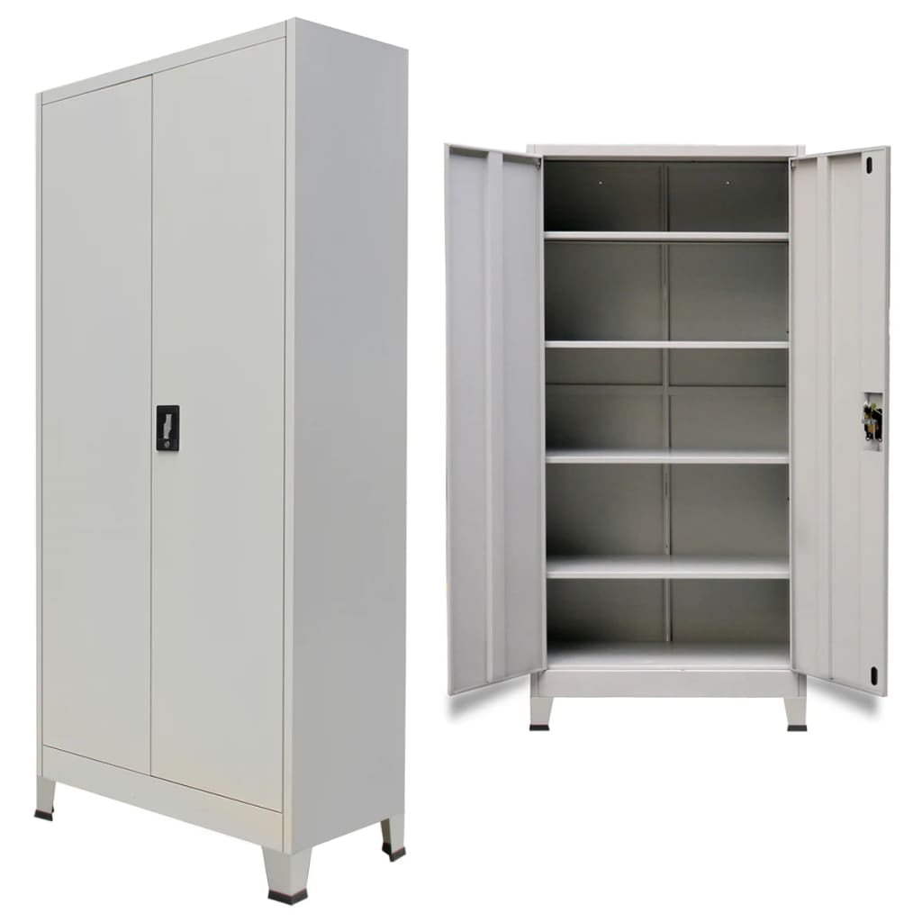vidaXL Office Cabinet File Cabinet Filing Cabinet with 2 Doors Steel Gray