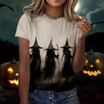 thumbnail image 2 of Halloween Shirts for Women Halloween Themed Short Sleeve Crew Neck Tee for Women Casual Autumn Top with Festive Print Black XXXL, 2 of 5
