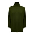 thumbnail image 4 of DuoJiaJ Womens Turtleneck Oversized Sweater Batwing Pullover Sweater Casual Fall Loose Knit Jumper Top Green XXXL, 4 of 5