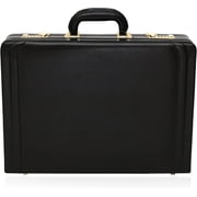 Tassia Expander Leather Attache Briefcase Black