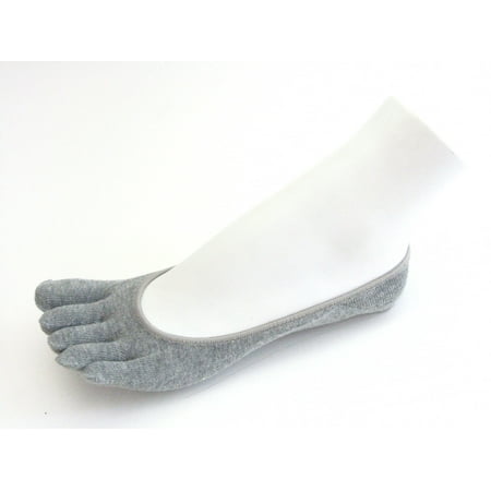

Couver Unisex Super Low Cut 5 Finger No Show Toe socks Light Gray Small