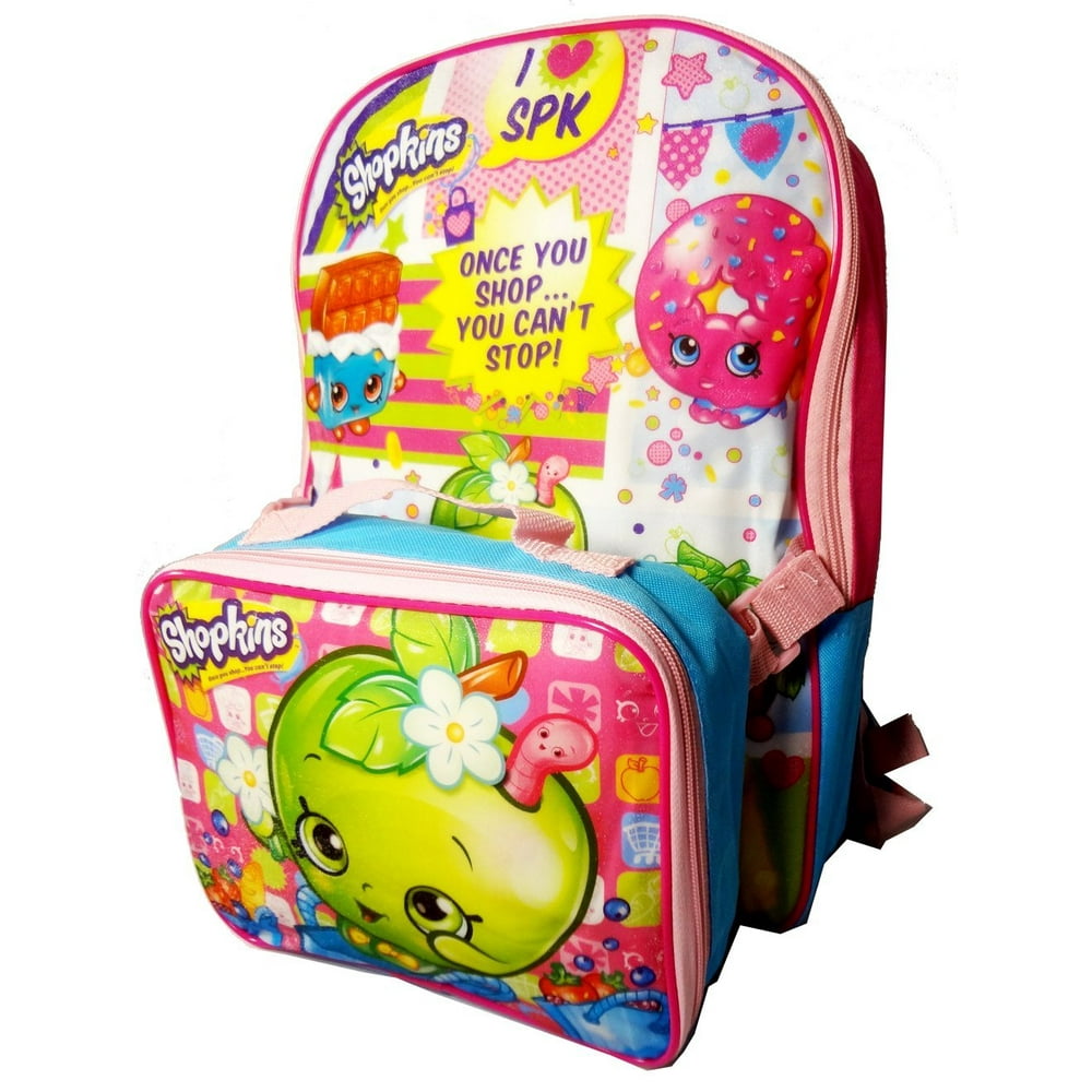 Shopkins Backpack Shopkins Pink w/Lunch Bag New Girls School Bag