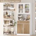 thumbnail image 5 of Homfa 71'' Kitchen Pantry Cabinet with Microwave Shelf & Drawer, 4 Doors Pantry Storage Cabinet with Adjustable Shelves for Dining Room, White+ Khaki, 5 of 7