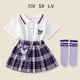 thumbnail image 2 of Girl's College Style Pleated Skirt Set Sanrios Anime Kuromi Kawaii T-Shirt New Summer Students Fashion Kids Short Sleeve Skirt, 2 of 5
