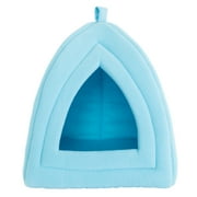 Cat House Indoor Cat Bed with Removable Foam Cushion, Plush Cat Tent Bed for Small Pets, Comfortable Cozy Hideaway for Cats, Kittens, Rabbits, Guinea Pigs, Ferrets, Hedgehogs, by PETMAKER (Blue)