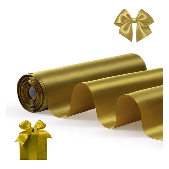 Cinta de raso decorativa FAKILO 25 cm x 20 m Oro oscuro