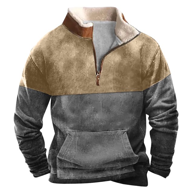 Styesk Chemises pour Hommes Mode Décontractée Col Montant Imprimé Léopard Halloween Chandail à Fermeture Éclair Manches Longues