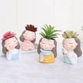 thumbnail image 2 of SweetCandy Girls Plant Pot Flowerpot Resin Succulent Planter Desk Mini Ornament 0.90"*4.05"*4.84", 2 of 6