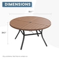 thumbnail image 2 of Vicllax Outdoor Patio Dining Table Dia.53" Slatted Tabletop Metal Frame with Umbrella Hole, Walnut, 2 of 7