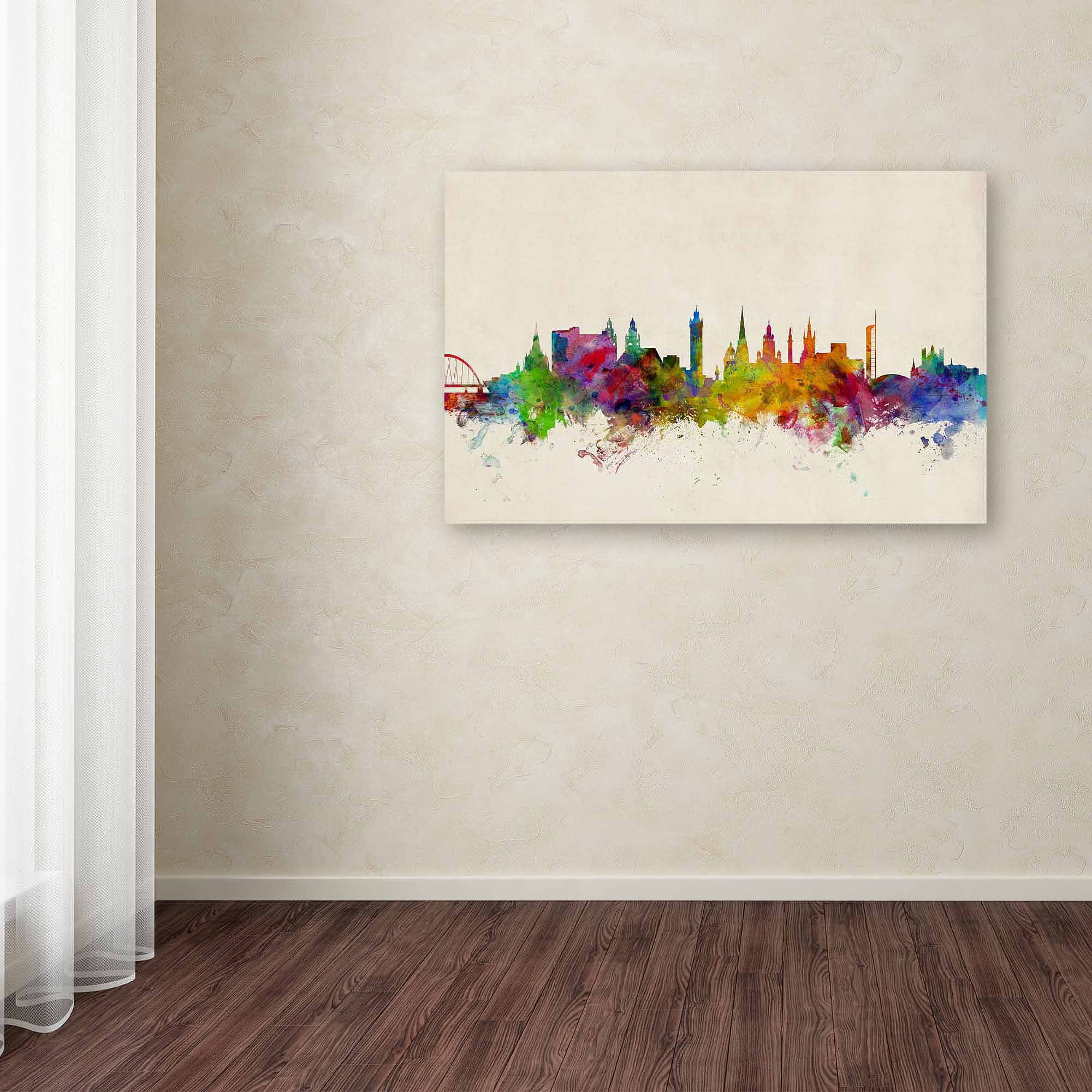Trademark Fine Art "Glasgow Scotland Skyline" Canvas Art by Michael Tompsett