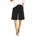 thumbnail image 5 of XuJwPNcy Bermuda Jean Shorts for Women High Waisted Trendy Stretchy Denim Shorts Wide Leg Knee Length Loose Fit Long Shorts, 5 of 7