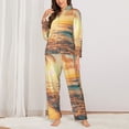 thumbnail image 2 of Daiia Tropical Sunset Beach Scene for Women's Long-Sleeved Pajama Set – Soft & Comfortable Sleepwear Button-Up Pajamas Cozy Lounge Wear-X-Large, 2 of 7
