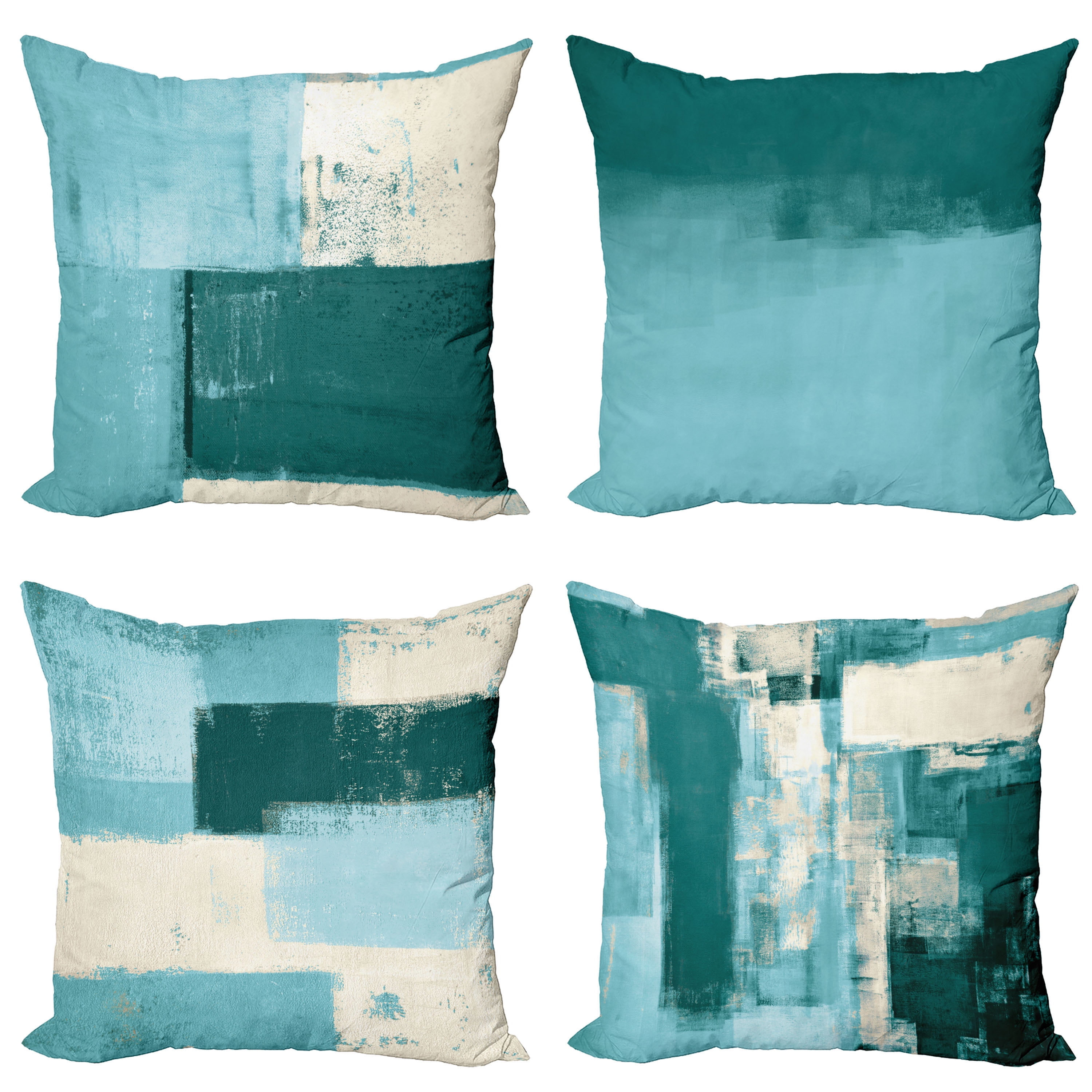 2Pcs Sea Blue Cushion Covers Pillows Shells Accent Geometric Home Decor 18 x 18" 