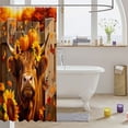 thumbnail image 3 of Manfei Classic Halloween Pumpkin Lantern Shower Curtain 72Wx72L,Thanksgiving Pattern Bathroom Curtain, 3 of 5