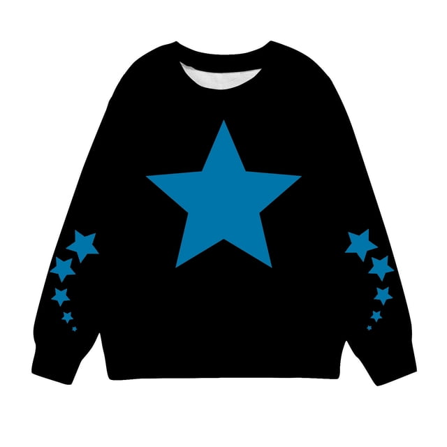 MeetoTime Sweat à Manches Longues pour Enfants Imprimé Étoile Col Rond pour Garçons Filles 1-12 Ans