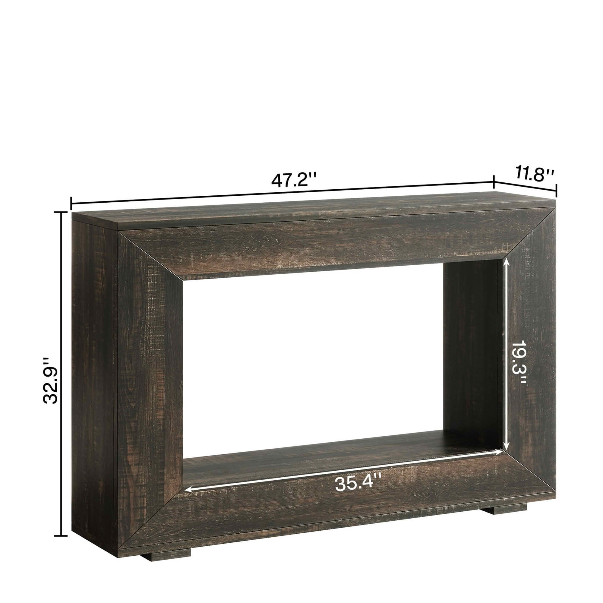 MAYEERTY 47.2" Farmhouse 2-Tier Console Table, E1 MDF Square Leg Entryway Sofa Table with Adjustable Anti-Slip Pads