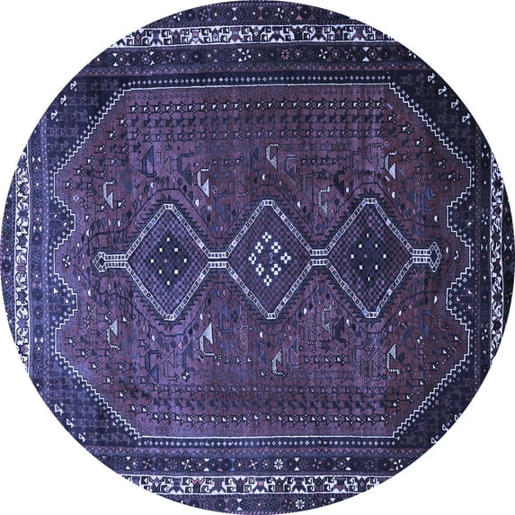 Ahgly Company Machine Washable Indoor Round Persian Blue Traditional Area Rugs, 5' Round