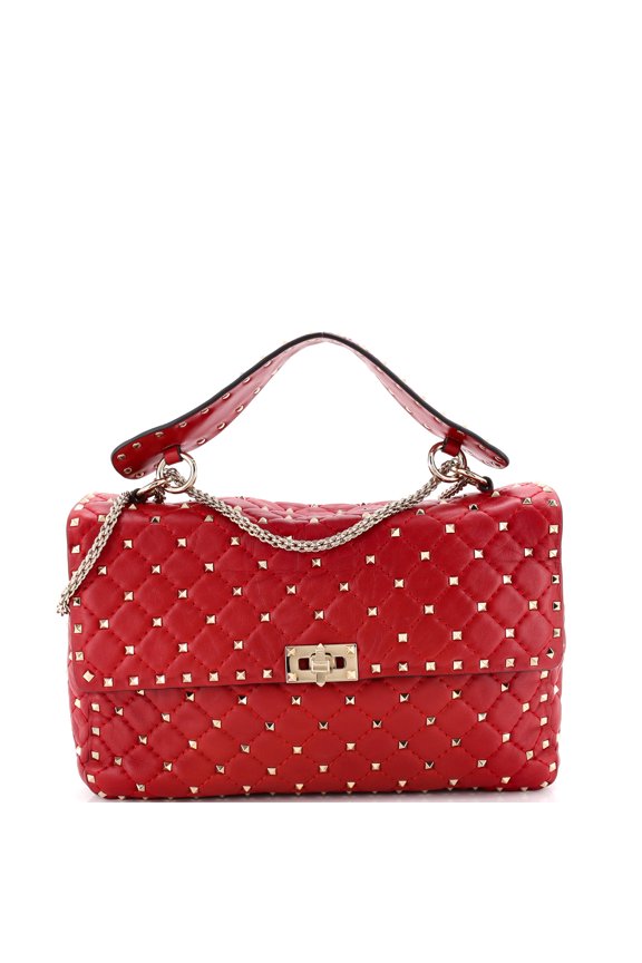 Pre-Owned Rockstud Spike Flap Bag Quilted Leather Large By Rebag