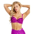 thumbnail image 2 of Moggemol Women's Sparkle Sequins Beading Padded Push Up Bra Tops for Belly Dance Rave Cabaret Party Rose 36/80, 2 of 7