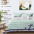 thumbnail image 3 of 3 Piece Anchor Aqua Duvet Cover Set Full Size, Microfiber Comforter/Quilt Cover with Corner Ties and 2 Pillowcases, Modern Navy Blue White Striped Nautical All Season Soft Bedding with Zipper Closure, 3 of 8