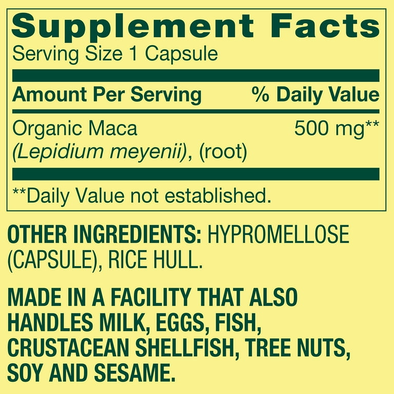 Spring Valley Maca Dietary Supplement, 500 mg, 90 Count