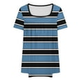 thumbnail image 5 of Plus Size Short Sleeve Tops Womens 1X-5X Square Neck Striped Summer Loose Tunic Tee Shirts with Pleats (3XL, Navy), 5 of 5