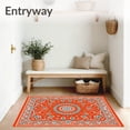 thumbnail image 3 of ODIKA 3'x5' Machine Washable Non-Slip Area Rug, Mystic Lotus Medallion Interlocking Floral Mosaic Design High Traffic Rug, Orange, 713867, 3 of 7