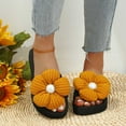 thumbnail image 2 of Virmaxy Womens Beach Sandals Women's New Summer One-line Fivel Flower Platform Slippers Wear Fashionable Beach Sandals Slippers Yellow 42, 2 of 7