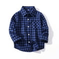 thumbnail image 4 of Toddler Christmas Gifts Juebong Toddler Shirt Jacket Plaid Long Sleeve Lapel Button Jacket Kids Boys Girls Shirts Coats Fall Tops,Blue,4-5 Years, 4 of 5
