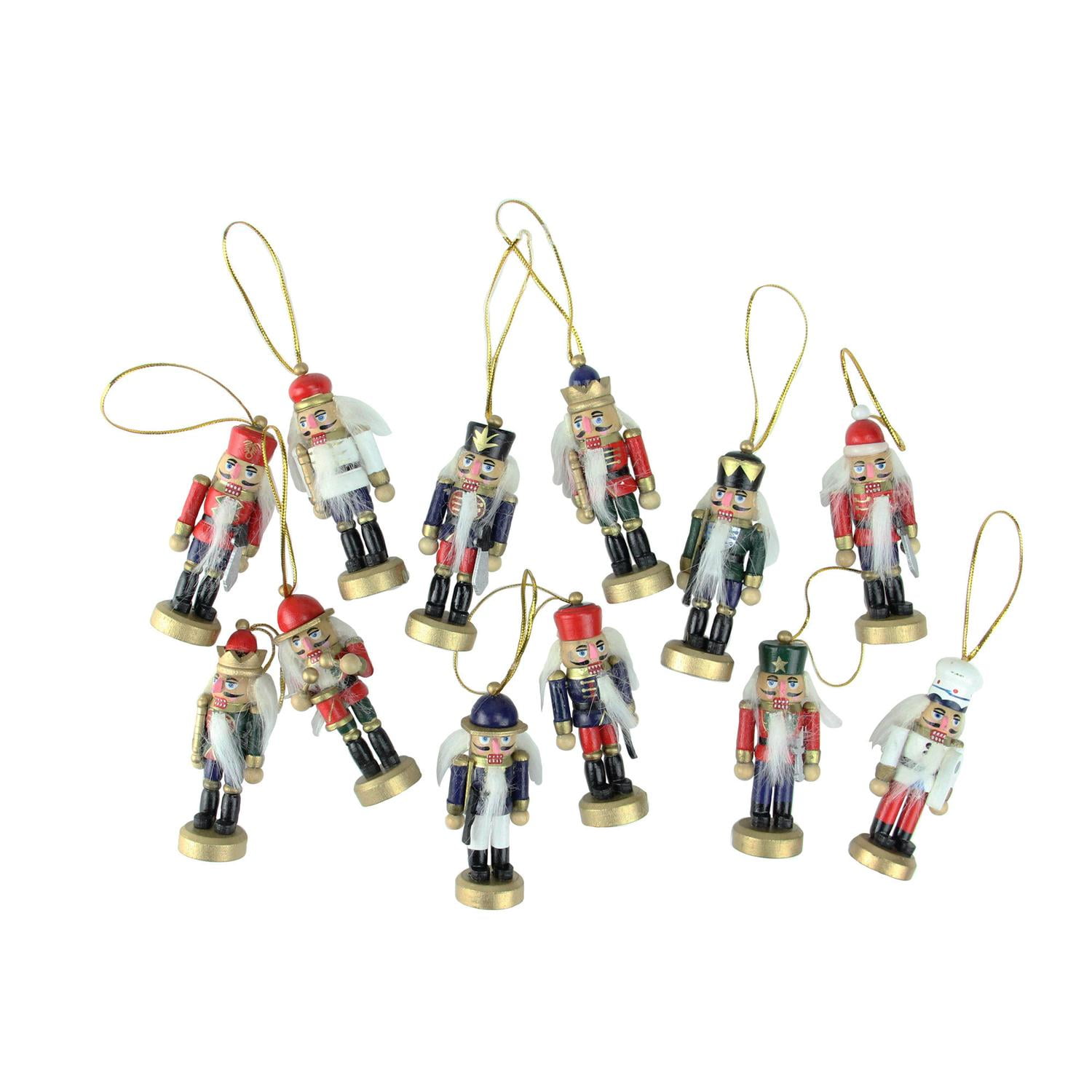 12Piece Set of Red and Blue Mini Decorative Christmas Nutcracker