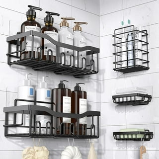 Nogis Adhesive Shower Caddy, Non-Drilling Corner Shelf Hanging Bathroom Shelf Floating Shelf for Kitchen/Bathroom Organizer and Storage(Black, 1 Pack)