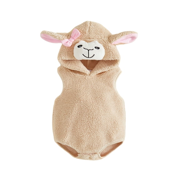 Svuitmsl Newborn Baby Girl Halloween Lamb Costume Infant Sheep Cosplay Outfit Kids Fall Winter Clothes Cute Warm Fleece Hooded Sleeveless Romper