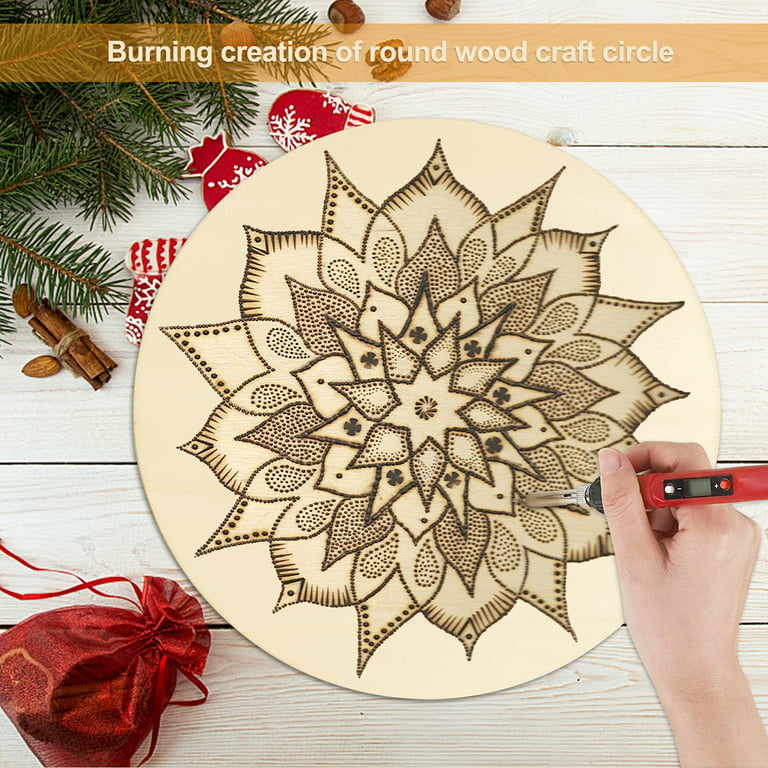 12 Pcs 16 Inch Wood Circles for Crafts Unfinished Round Wood Discs Blank  Wood Rounds Slices Round Wooden Door Hanger Signs with Bows, Twine and Glue