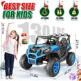 thumbnail image 3 of Funcid 24V Ride on Toys 4WD Ride on Cars with Remote Control, 2 XL Seater Electric Car for Kids, Power Car Wheels, UTV w/ 4*200W Motor, Bluetooth, Music, Lights, 3 Speeds, Blue, 3 of 9
