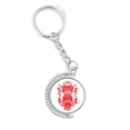 thumbnail image 1 of red chinese lotus pattern rotatable keyholder disc accessories chain clip, 1 of 3