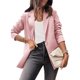 thumbnail image 1 of Chaqueta de traje de color sólido slim fit manga larga casual mujer chaqueta de oficina para otoño primavera, 1 of 4