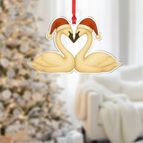 ViciArt Swan Couple Christmas Ornament, Cute Animal Holiday Tree Decor, Romantic Couple Gift