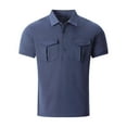 thumbnail image 5 of Mens Polo Shirts Short Sleeve Casual Cotton Golf Shirts Classic Button Polo T-Shirt with Pockets, 5 of 7