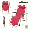 thumbnail image 2 of Magshion 2 Pack Zero Gravity Lounge Chair with Adjustable Headrest, Outdoor Foldable Recliner, Folding Reclining Lounger for Adults, 330lbs Weight Capacity, Maroon, 2 of 12