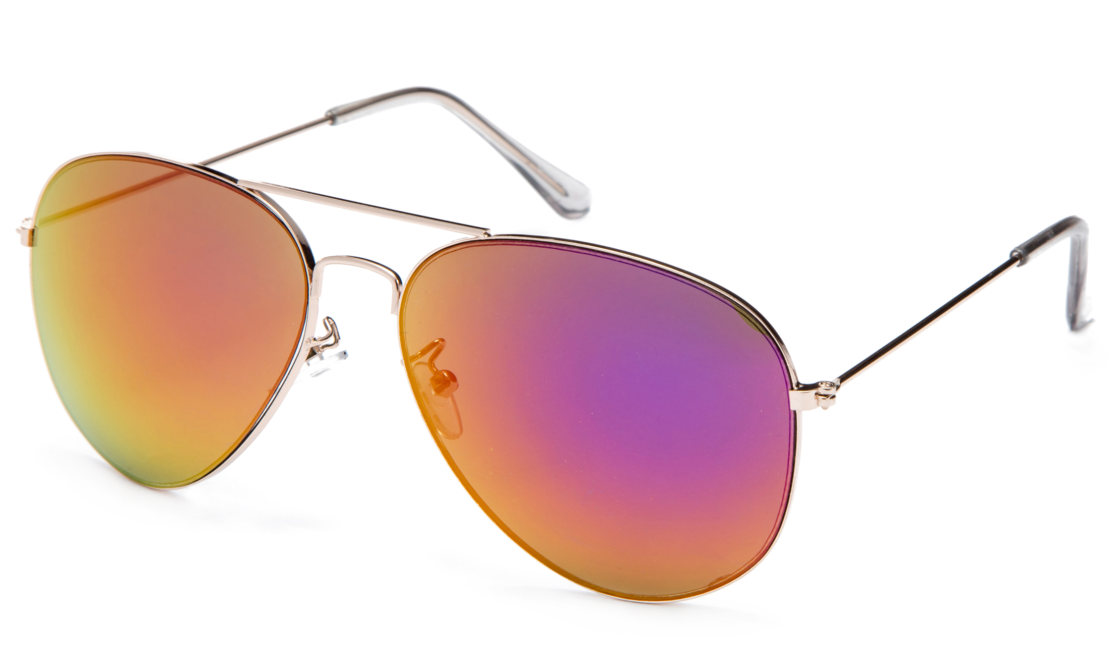 Newbee Fashion- Classic Aviator Sunglasses Flash Full Mirror lenses Slim Frame Super Light Weight for Men Women Clear Tip UV Protection - image 1 of 2
