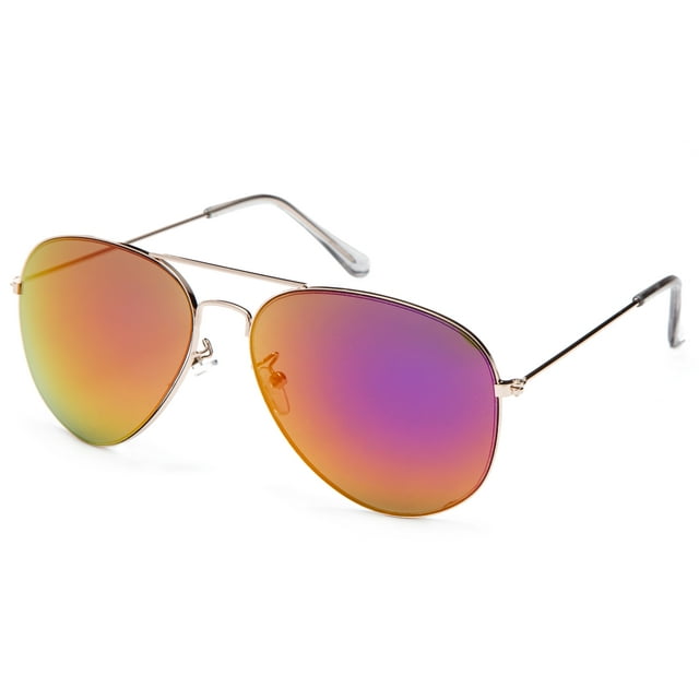 Newbee Fashion- Classic Aviator Sunglasses Flash Full Mirror lenses Slim Frame Super Light Weight for Men Women Clear Tip UV Protection