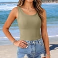 thumbnail image 3 of Women Thin Strap Tank Camisole Shirts Detachable Construction Stretch Light Breathable Material Adjustable Straps for Travel Gym Office Long Length Hip Covering Cami (Green,2XL), 3 of 5