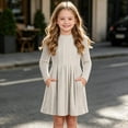thumbnail image 2 of Krayuyo Girls A Line Dresses with Pockets Long Sleeve Shirt Dress Casual Soft Flowy Dress Size 5-15 Years, 2 of 8