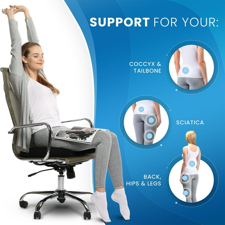 Office Chair Cushions for Back and Butt, Computer Chair Cushion, Comfort  Memory Foam Butt and Lumbar Seat Cushion for Coccyx, Tailbone and Back  Pain